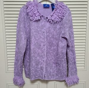 5/$25 JH Collectibles Purple Fringe Wool Cardigan